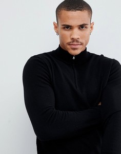 Черный джемпер на молнии из 100% мериносовой шерсти United Colors Of Benetton - Черный