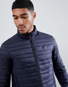 Темно-синяя дутая куртка с логотипом на груди Armani Exchange - Темно-синий