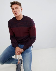 Темно-синий/бордовый джемпер колор блок с круглым вырезом Armani Exchange - Темно-синий