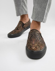Жаккардовые кеды-слипоны металлик ASOS DESIGN - Черный
