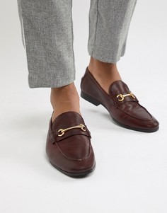 Бордовые кожаные лоферы ASOS DESIGN - Красный