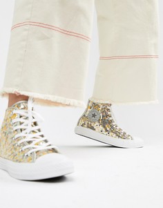 Серебристо-золотистые высокие кеды с пайетками Converse Chuck Taylor All Star - Мульти