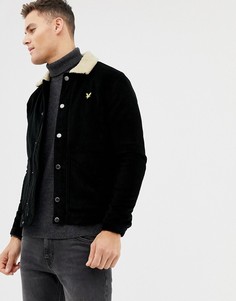 Черная вельветовая куртка с меховым воротником Lyle & Scott - Черный