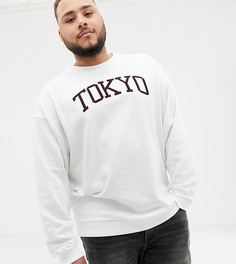 Белый oversize-свитшот с принтом Тokyo ASOS DESIGN PLUS - Белый