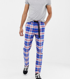 Суженные книзу брюки в клетку с ремнем ASOS DESIGN Tall - Синий