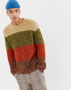 Плотный коричневый джемпер в полоску ASOS DESIGN - Коричневый