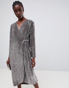 Oversize-платье с запахом и пайетками ASOS EDITION - Розовый