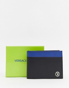 Синий кожаный кошелек Versace Jeans - Синий
