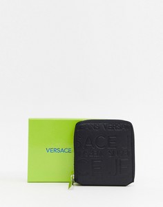 Кожаный кошелек на молнии с логотипом Versace Jeans - Черный