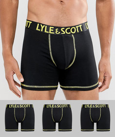 Набор из 3 боксеров-брифов с контрастной строчкой Lyle & Scott - Черный