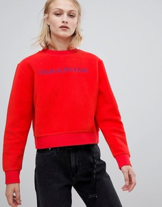 Флисовый свитшот с логотипом Calvin Klein Jeans - Красный