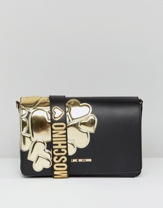 Сумка на плечо с металлическим сердцем Love Moschino - Черный