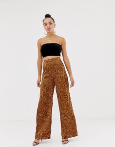 Широкие брюки с леопардовым принтом Missguided - Коричневый