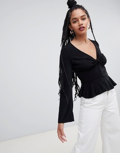 Топ с длинными рукавами Miss Selfridge - Черный