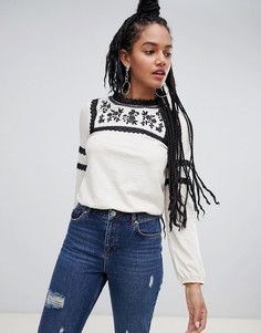 Топ кремового цвета с вышивкой Miss Selfridge - Кремовый