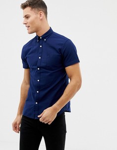 Оксфордская рубашка с короткими рукавами Selected Homme - Темно-синий