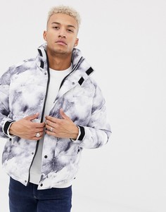 Серая дутая куртка с принтом River Island - Серый