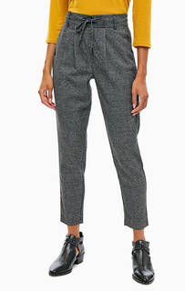 Укороченные серые брюки в клетку Only