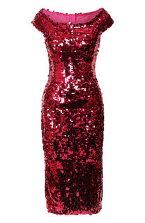 Приталенное платье-миди с пайетками Dolce & Gabbana