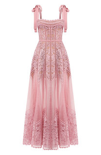 Кружевное платье-макси с открытой спиной Elie Saab