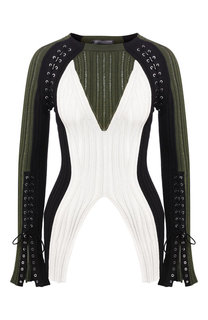 Пуловер из смеси шелка и хлопка со шнуровкой Alexander McQueen