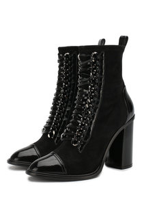Замшевые ботильоны Perfecto на устойчивом каблуке Casadei