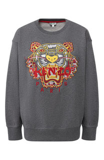 Хлопковый пуловер с логотипом бренда Kenzo