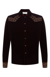 Рубашка из вискозы с декоративной отделкой Saint Laurent