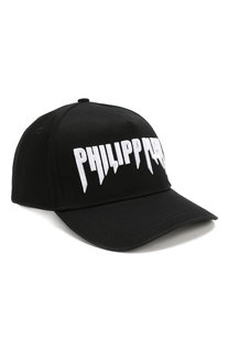 Хлопковая бейсболка с логотипом бренда Philipp Plein