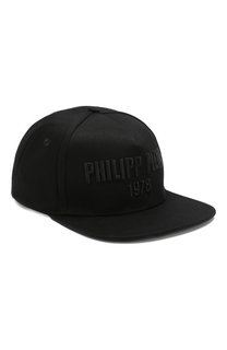 Хлопковая бейсболка с логотипом бренда Philipp Plein