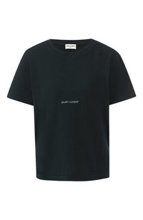 Хлопковая футболка с логотипом бренда Saint Laurent