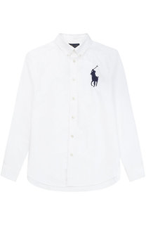 Рубашка из хлопка с воротником button down и логотипом бренда Polo Ralph Lauren