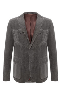 Хлопковый однобортный пиджак с накладными карманами Giorgio Armani