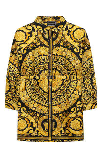 Шелковое платье-рубашка с поясом Young Versace