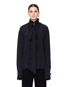 Черная шелковая рубашка с оборками Haider Ackermann