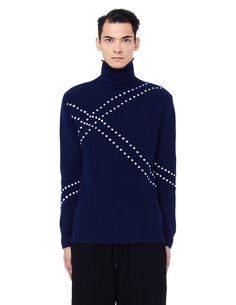 Синий шерстяной свитер RAF Simons