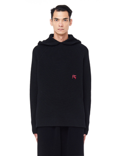 Черный шерстяной свитер с капюшоном RAF Simons