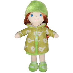 Мягкая кукла ABtoys рыжая в зелёном пальто, 36 см