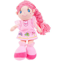 Мягкая кукла ABtoys с розовой косой в розовом платье, 20 см