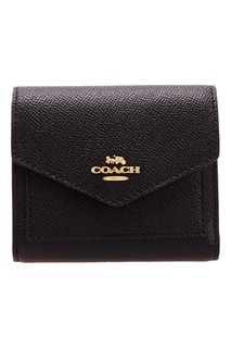 Черный кошелек с логотипом Soft wallet Coach