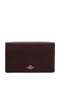 Бордовый клатч с логотипом Foldover Coach