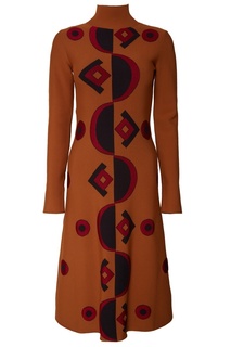 Коричневое платье с геометрическим рисунком Marni