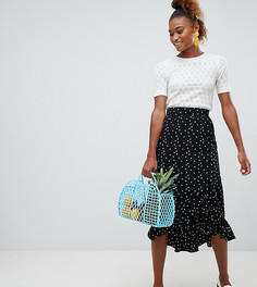 Черная юбка миди в горошек Monki - Черный