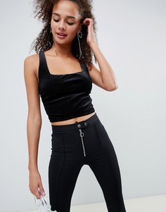 Кроп-топ с квадратным вырезом Bershka - Черный
