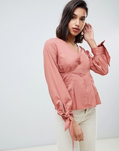 Блузка с завязками на рукавах Vero Moda - Коричневый