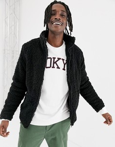 Черная куртка из искусственного меха Pull&Bear - Черный