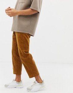 Светло-коричневые широкие вельветовые брюки Pull&Bear - Рыжий