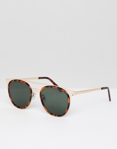 Черепаховые солнцезащитные очки в стиле ретро ASOS DESIGN - Коричневый