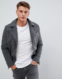 Серая байкерская куртка из шерсти Armani Exchange - Серый