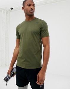 Футболка цвета хаки Nike Training Dry 2.0 706625-395 - Зеленый